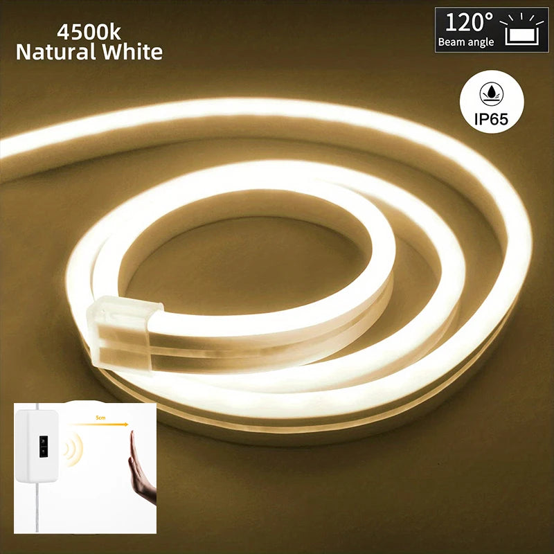 USB 5V Neon LED Strip Light Waterproof Flexible Tape with Hand Sweep Sensor Dimmer Switch for Home Room Decoration Lighting