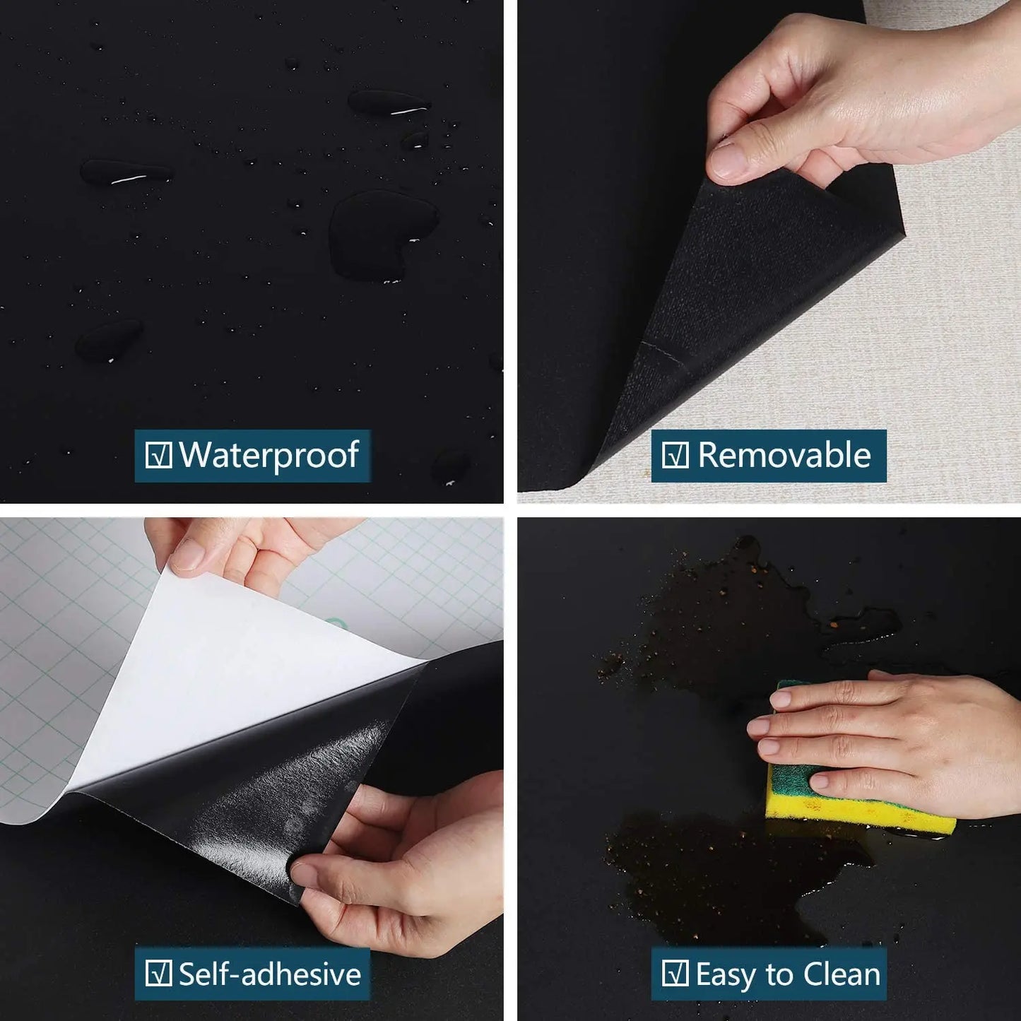 55CM Width Matte Wallpaper Black Waterpoof Vinyl Self-Adhesive Stickers for Wall Furniture Livingroom Contact Paper Home Decor