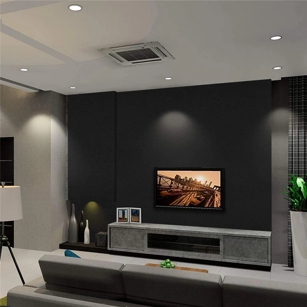 55CM Width Matte Wallpaper Black Waterpoof Vinyl Self-Adhesive Stickers for Wall Furniture Livingroom Contact Paper Home Decor