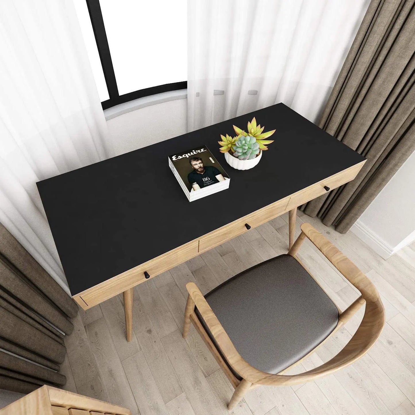 55CM Width Matte Wallpaper Black Waterpoof Vinyl Self-Adhesive Stickers for Wall Furniture Livingroom Contact Paper Home Decor